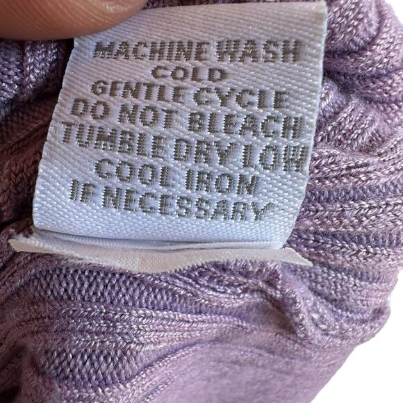 Lavender Ribbed Knit Top Womens SZ L Pleated Babydoll Blouse Modest Workwear - Picture 8 of 9